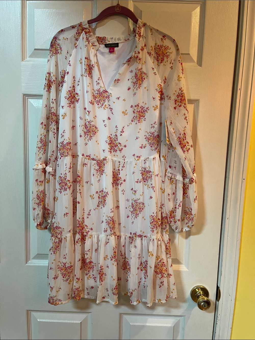 Vince Camuto Cream Dress with Pink & Mustard Floral Trim
